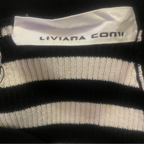 Liviana Conti Ribbed Black and White high neck Tank top - Picture 8 of 9